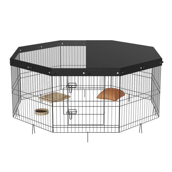 Meilleurs prix pour Parc pour Chien-Duoku-8 Panneaux-24 H Pliable en Métal Clôture pour Animaux de Compagnie Intérieur/Extérieur Métal