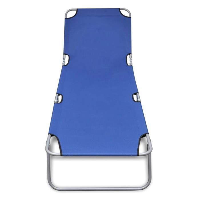 (SOLDE dété) Chaise longue Bain de soleil VIDAXL pliable acier enduit de poudre bleu SOL305939
