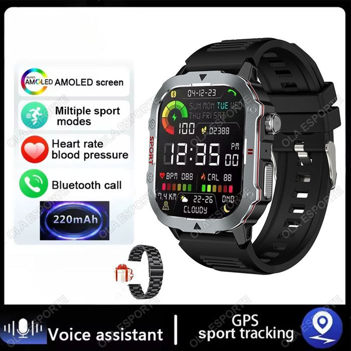Hwagol Montre Connectée Homme Femme 1.39" Smartwatch avec Podometre