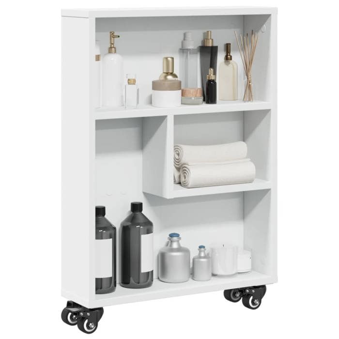 Chariot de rangement étroit - vidaXL - Bois dingénierie - Blanc - 48x13x68 cm