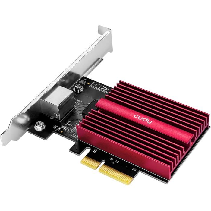 CUDY Carte Réseau PCIe 10 Go - CUDY - PE10G - 10GBase-T - Câble Cat6 Inclus - Compatible Windows/Linux