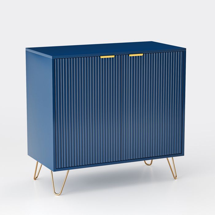 Buffet - LUMINARIX - Armoire de rangement - 80 x 40 x 78 cm - Bleu foncé - 2 portes