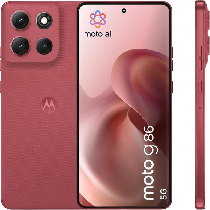 Motorola Moto g86 - Smartphone 667 OLED 256 Go 8 Go RAM 50 MP Batterie 5200 mAh - Rouge