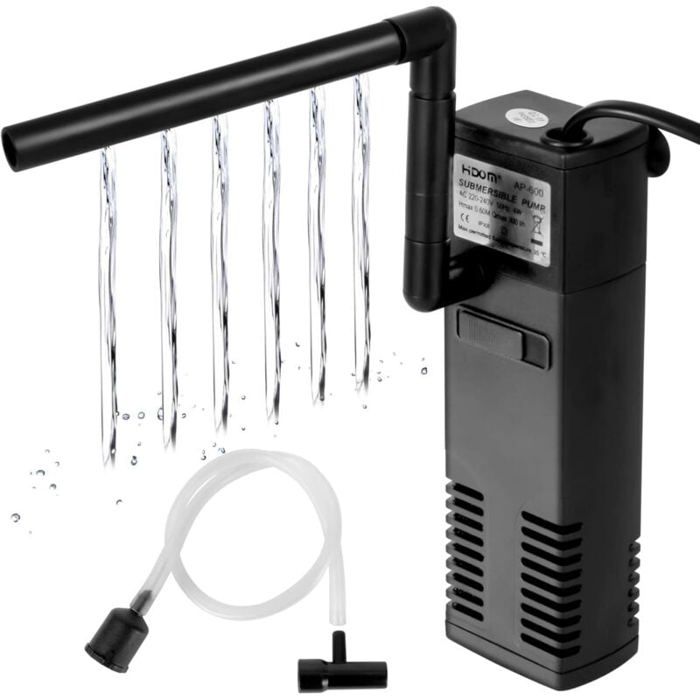 Filtre interne pour aquarium - MICH - Débit 600L/H - 4 W - Pour aquarium 60L - Éponges filtrantes - Débit réglable