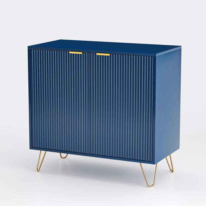 Armoire Cuisine Buffet avec 2 portes et Pieds Meuble de Rrangement Moderne Salon Bleu Foncé Style moderne 80 x 40 x 78 cm