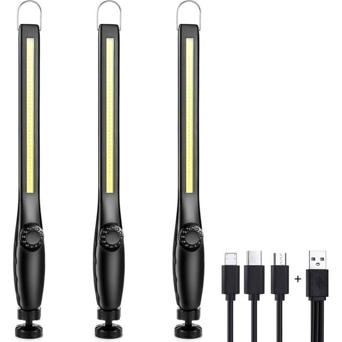 Lampe de Travail LED Rechargeable - - Magnétique Puissante Portable - Pour Atelier Garage Chantier - 3 Pièces - Classe A+++