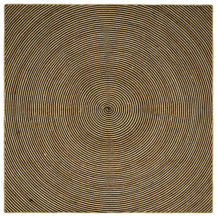 Tapis rond en jute - vidaXL - Naturel et Noir - 200x200 cm - Lavable en machine - Artisanal - Écolo - Usage intérieur