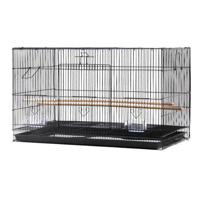Comparer les prix de LVHCMFOHM Grande Cage à Oiseaux Portable - Volière avec 2 Perchoirs et 2 Mangeoires - 755x45x45 cm - Noir
