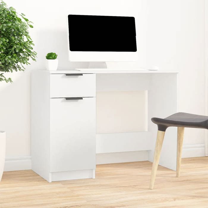 Bureau Blanc CLOUD Table à écrire Pour 1 personne Blanc 100x50x75 cm bois dingénierie BBB440