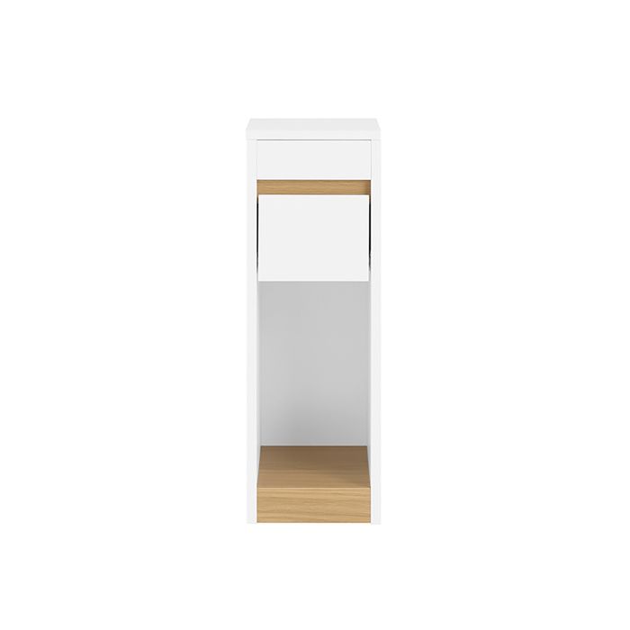 Table de chevet étroite - SOBUY - 20 cm de largeur - Tiroir et étagère - Blanc et naturel - 20x35x60 cm - Étagère mobile
