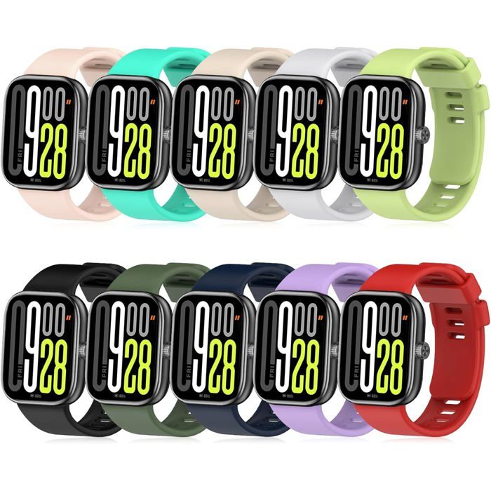 Bracelet de montre en silicone-KAL-10 Pièces Bracelet Silicone pour Redmi Watch 4 Sport Souple Respirant Interchangeable Bracelet de montre en silicone-KAL-10 Pièces Bracelet Silicone pour Redmi Watch 4 Sport Souple Respirant Interchangeable