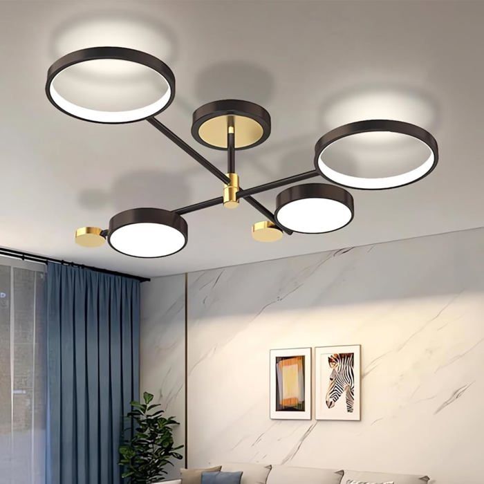 Lampe de plafond LED Lumière Salon Lustre Circle Chambre à coucher Lampe Dimmable avec télécommande Chambre à coucher
