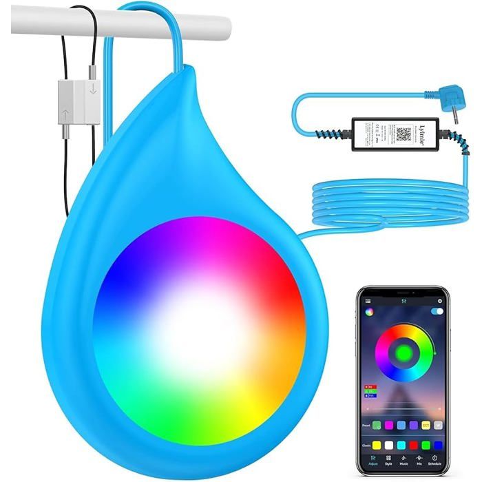 Projecteur Piscine à LED pour Piscine hors sol 10W LED Lampe Suspendu Effets Déclairage Multiples Contrôlé Multicol PROJECTEUR