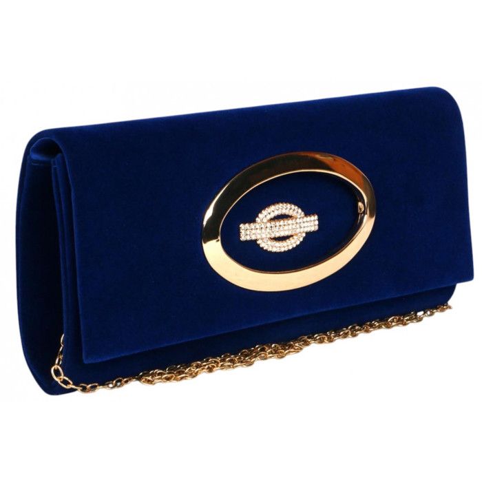 Pochette cérémonie-Nyls Création-Pochette Femme Bleue en Velours Mariage Sac Soiree Minaudiere Vilky - Bleu