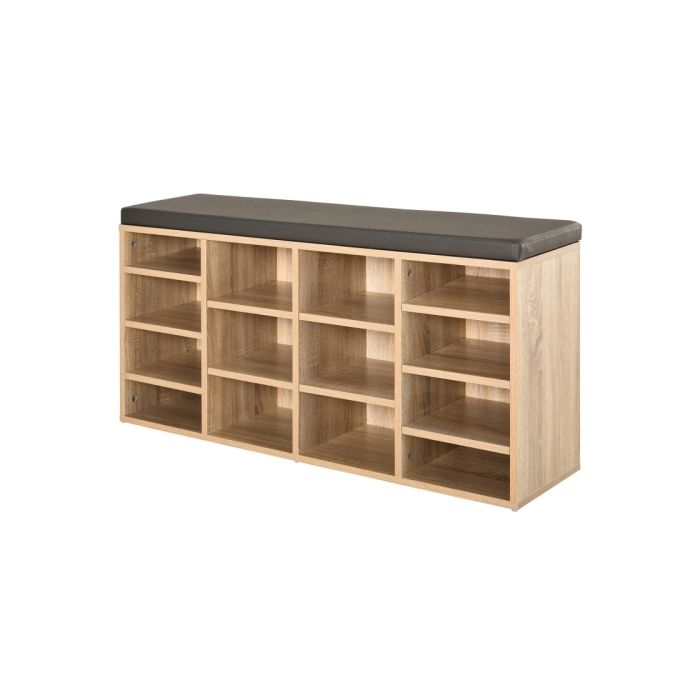 14-compartment multi-tier shoe cabinet with soft-close sliding shelves and a sturdy frame ideal for storing boots and trainers brown