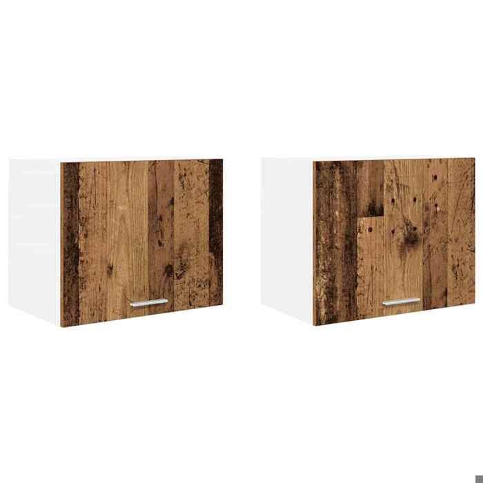 Marron Placard suspendue - Armoire Murale 2 pcs Bois ancien et Blanc 50x31x40cm FZ41267