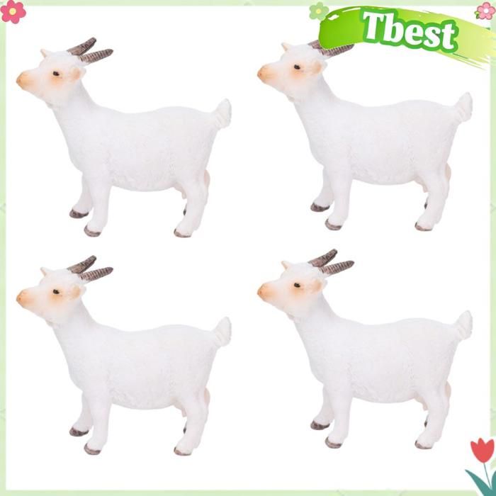 Tbest Figurines de chèvre 4pcs - Modèles réalistes danimaux de ferme jouets écologiques pour enfants et décoration