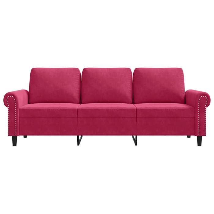 Rouge SOFA - Moderne - Canapé avec 3 places - contemporain - Rouge bordeaux 180 cm Velours C1831