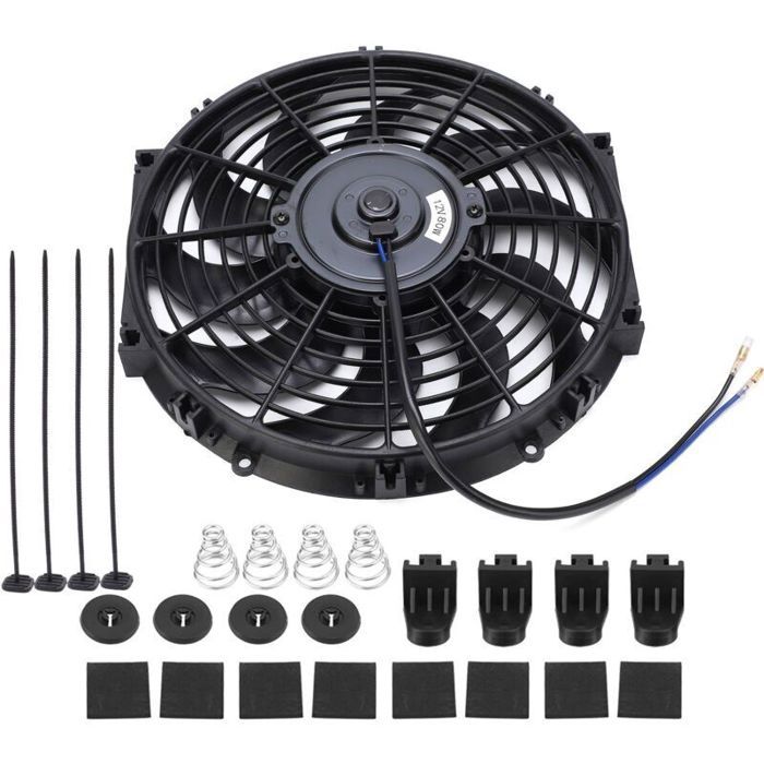 Ventilateur de refroidissement moteur 12 pouces – Slim Push Pull 12V – Débit dair ≥800 CFM – Installation universelle avec kit de Ventilateur de refroidissement moteur 12 pouces – Slim Push Pull 12V – Débit dair ≥800 CFM – Installation universelle avec kit de