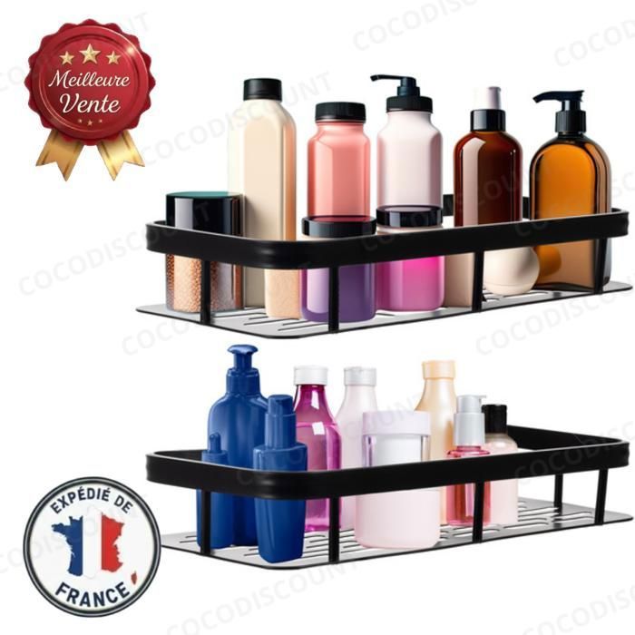 Cobye - lot de   2 Étagères de Salle de Bain Murale 30 x 13 x 47 cm – Rangement pour Salle de Bain Gain de Place Organisateur