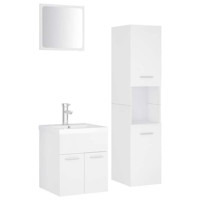 Ensemble de meubles de salle de bain - vidaXL - acrylique - aggloméré - blanc - avec robinet - avec miroir 933kem89m