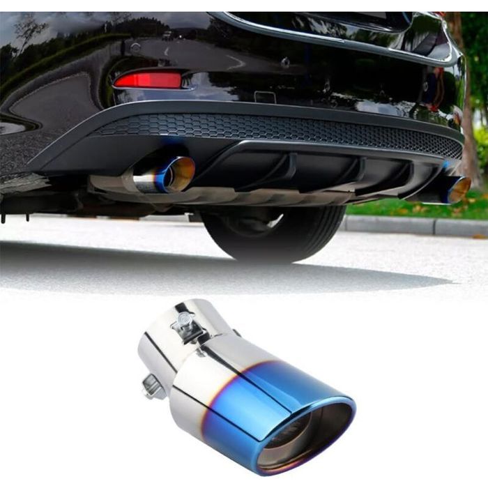 Embout échappement universel inox + carbone silencieux & brillant compatible plupart voitures