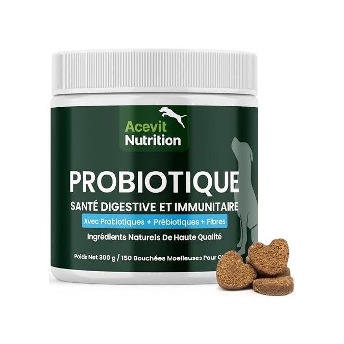 Complément alimentaire - ACEVIT NUTRITION - Probiotique chien 150 bouchées - Canard - Prébiotiques & fibres - Soutien immunitaire Complément alimentaire - ACEVIT NUTRITION - Probiotique chien 150 bouchées - Canard - Prébiotiques & fibres - Soutien immunitaire