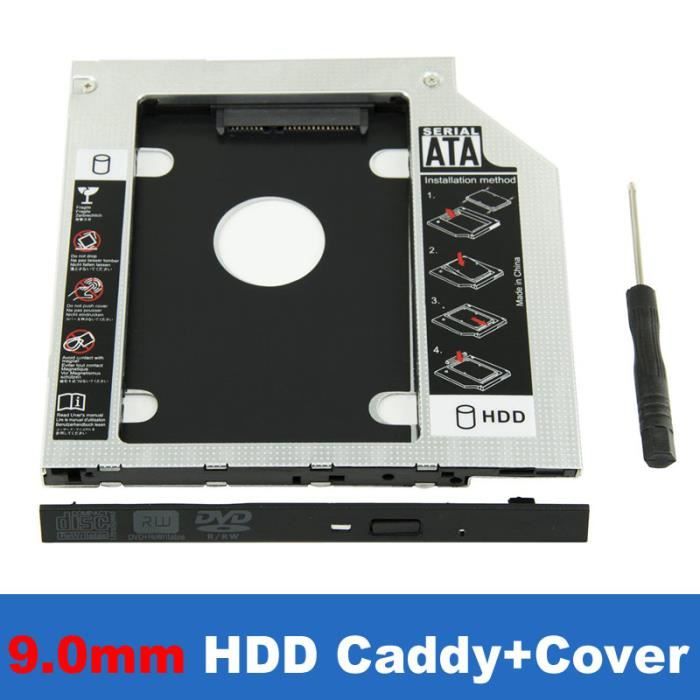 Caddy HDD 9.0 mm caddie pour disque SATA 2.5 SSD, support DVD