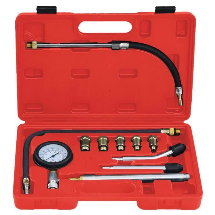 Testeur De Compression Moteur Essence 0-21 Bars - Kit 9 Pièces Pour Voiture Et Poids Lourd