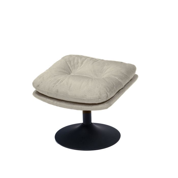 Repose-pieds en tissu beige avec piètement noir Magnum - Amadeus