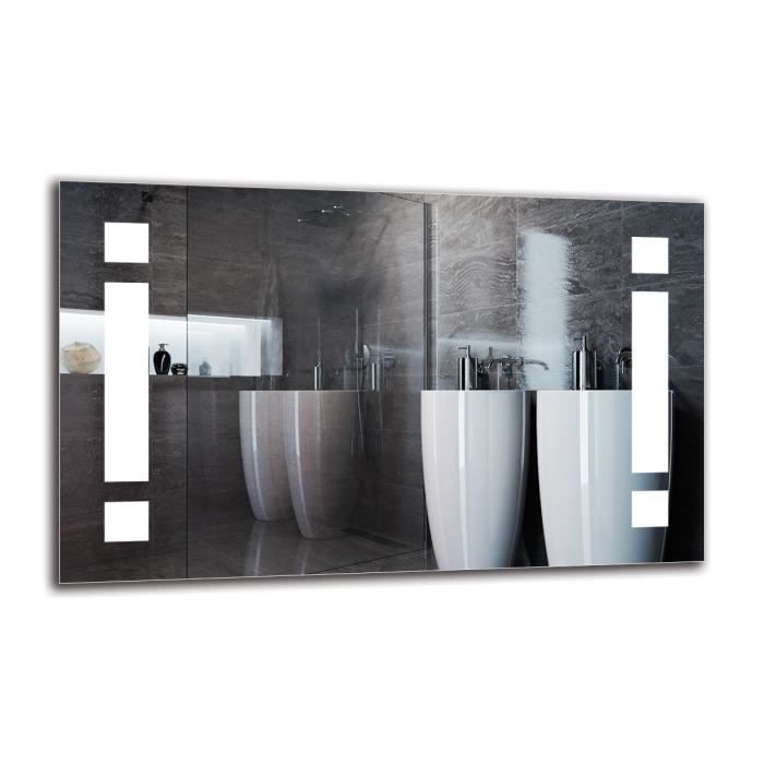 Miroir LED Lumineux 80x50 cm de Salle de Bain Mural avec éclairage