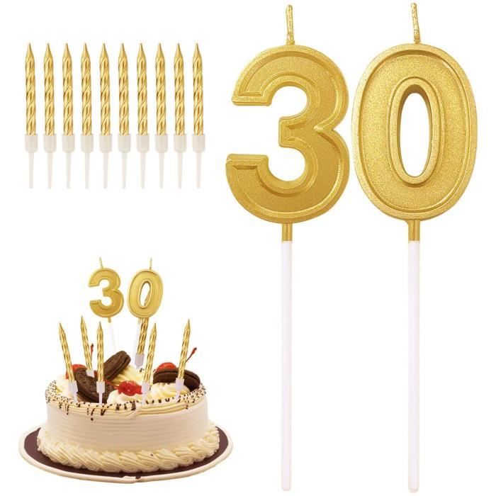 Lot de 10 bougies décoratives pour gâteau d'anniversaire de 30 ans  (dorées)[226] - Cdiscount Maison