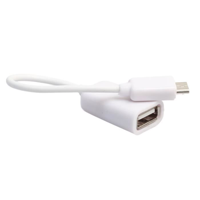 Adaptateur OTG Micro USB Mâle Vers USB-A Femelle à 90° - Avec Port D'alimentation Externe - Pour Téléphone, Tablette, Disque Dur