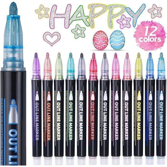 12 Couleurs Stylo Magique,Magic Marker Feutres Paillettes Marqueur  Metallique pour Scrapbooking,Liner Dessin,Jouet Enfant 3-12 Ans - Cdiscount  Beaux-Arts et Loisirs créatifs