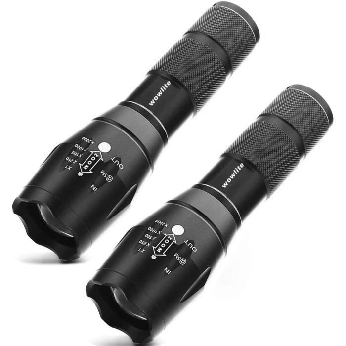 Lampe Torche Lot de 2 Led Ultra Lumineuse 1000 Lumens Étanche Zoom 5 Modes Pêche Camping Randonnée - Lampes (10537551 Lampe Torche Lot de 2 Led Ultra Lumineuse 1000 Lumens Étanche Zoom 5 Modes Pêche Camping Randonnée - Lampes (10537551
