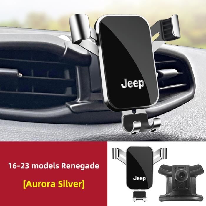 Argent - Support de téléphone de voiture à poignée automatique pour Jeep Renegade, Rotation à 360 °, Gravité,