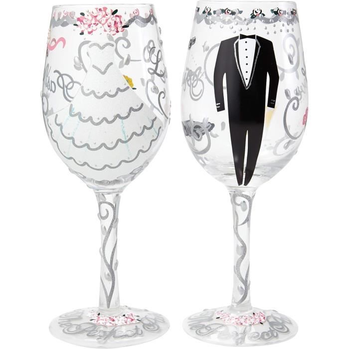 Lolita SETW-5522A Verre Bride & Groom Set Coffret Mariage Verre à Vin Multicolore 22,5 cm.[G937]