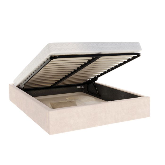 Lit coffre ORLANDO 120x200 - Sommier inclus Crème