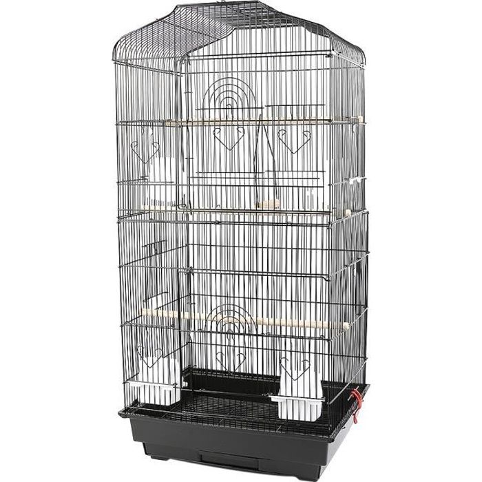 Cage à Oiseaux 46*36*93cm Volière Portable Design pour Perruche Calopsitte Canari