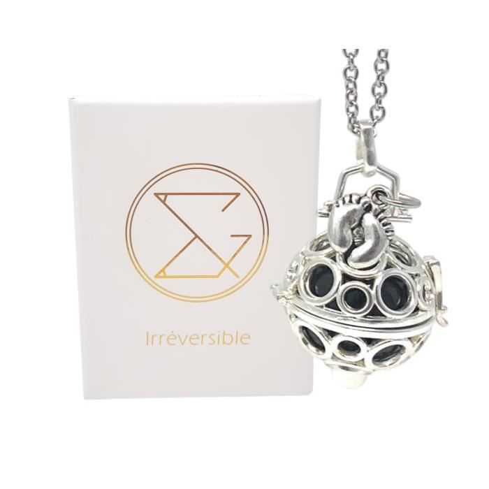 Bola De Grossesse Cage Argent Avec Chaine Andrea Pieds Bille Noire Plaquee Argent Veritable Coffret Cadeau Femme Enceinte Cdiscount Puericulture Eveil Bebe