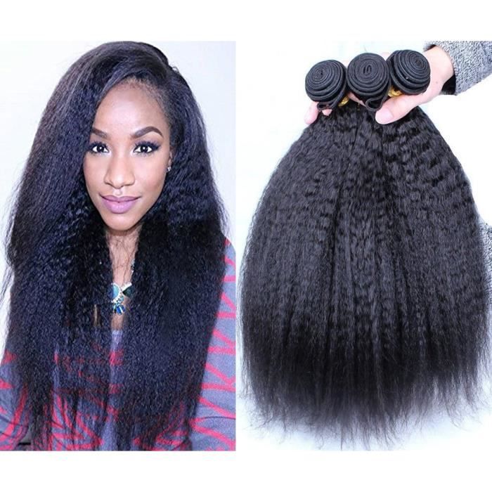 Perruque Cheveux Humains Brésiliens – Kinky Straight, 18 Pouces, Noire, Avec Baby Hair, Neuf Avec étiquettes