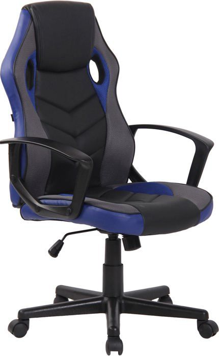 fauteuil de bureau gaming chaise gamer sur roulettes en synthetique et maille noir et bleu bur10616