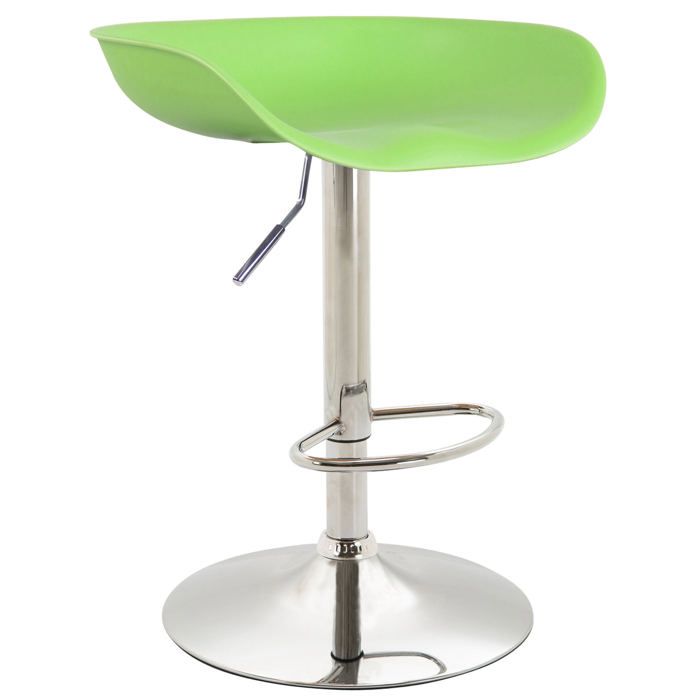 Tabouret de bar assise reglable en hauteur et pivotant en plastique vert pieds tulipe en metal chrome avec repose pieds 10_0000380 Tabouret de bar assise reglable en hauteur et pivotant en plastique vert pieds tulipe en metal chrome avec repose pieds 10_0000380