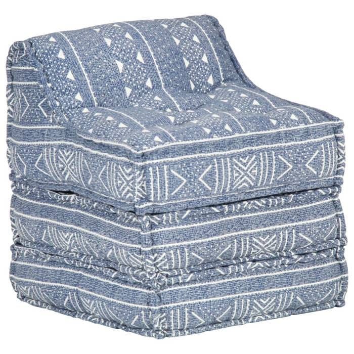 coussin de sol pouf modulaire chaise longue en tissu indigo 60x70x76 cm dec021312