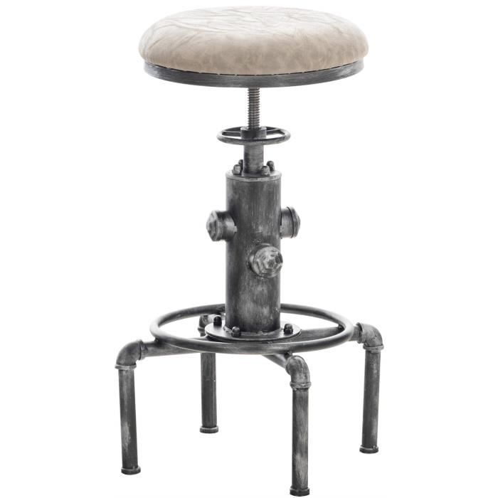 Lot de 2 tabourets de bar rétro vintage en suédine, style industriel e