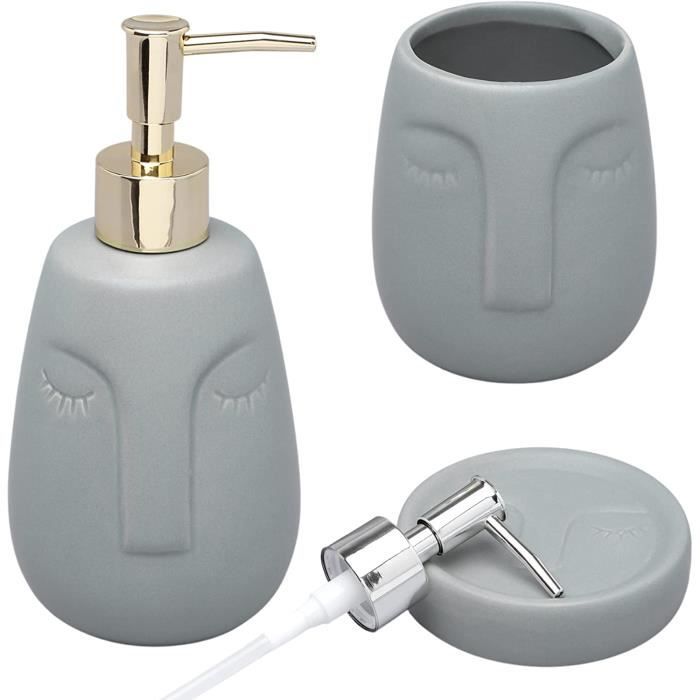 Artistic Grey Ceramic Bathroom Set Ceramic Bathroom Accessory Includes