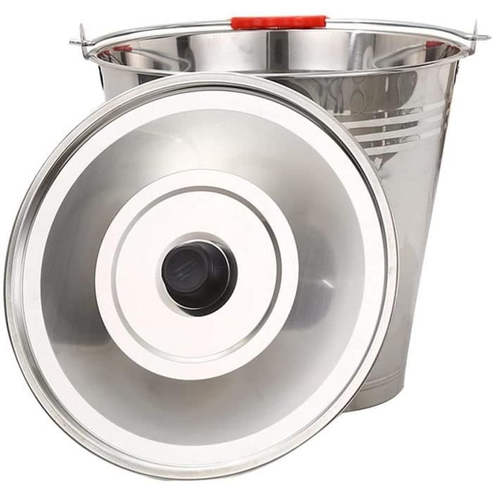 Seau En Acier Inoxydable Mayuela 12L - Ø30cm - Poignée Métal - Nettoyage Et Alimentaire