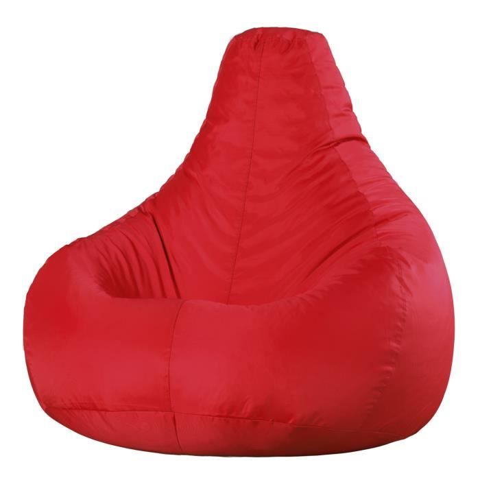 pouf fauteuil recliner - veeva - textile tissé - résistant à l’eau - rouge