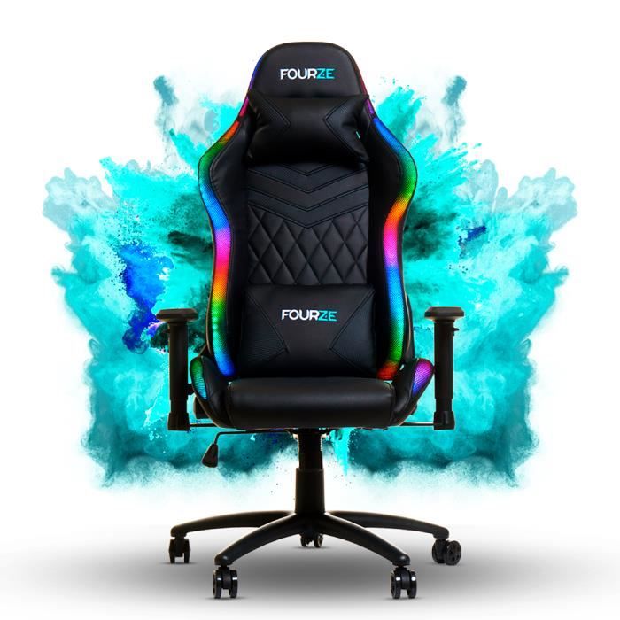 Fauteuil gamer Fourze à led RGB - Chaise Gaming avec revêtement Cuir -  Dossier Réglable 90-180° - Cdiscount Informatique