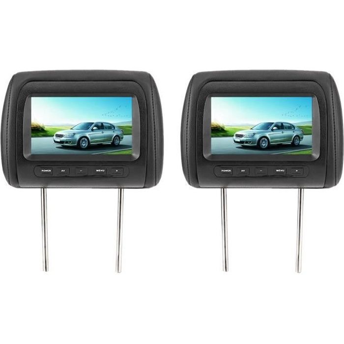 AYNEFY lecteur DVD de voiture 2 pièces 7 en contrôle sans fil réglable appui-tête LCD lecteur vidéo USB MP5 affichage noir